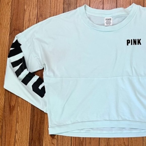 SOLD Victoria's Secret PINK Cropped Top Mint Green Long Sleeve Size Small. - Picture 3 of 12